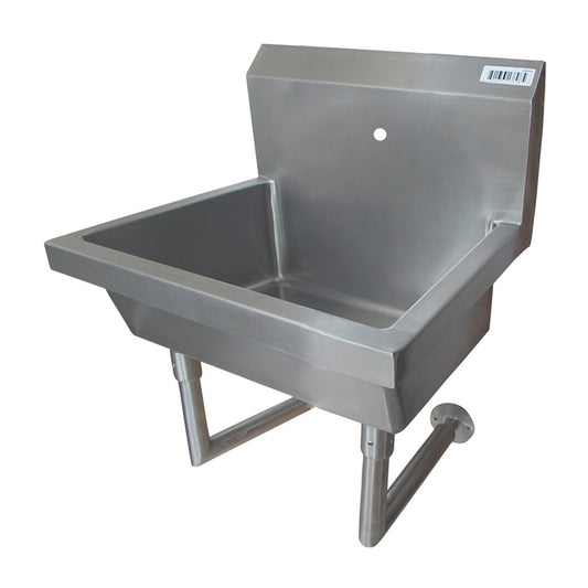 BK Resources MSHS-24W1 24" Single Station Stainless Steel Wall Mounted Handwash Sink, Single Hole Splash Mount