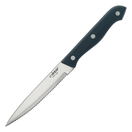 Winco K-70P Solid POM handle Pointed Tip Steak Knives, 5" Blade