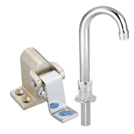 BK Resources BKSPFV-DGS-G Single Pedal Foot Valve Kit w/ Deck Mount Faucet - 3-1/2" Gooseneck Spout