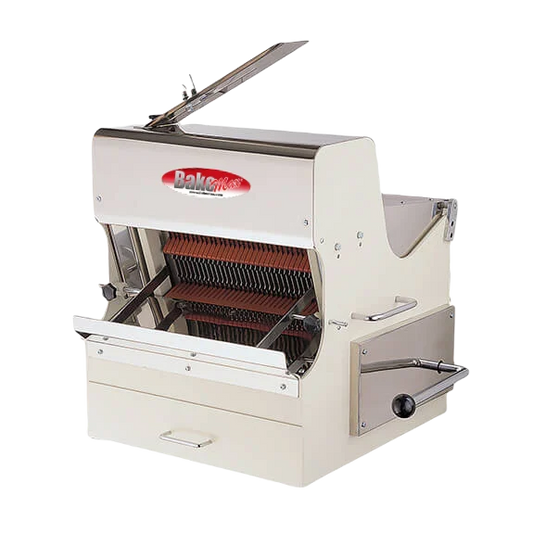 BakeMax BMSS001 Electric Countertop Artisan Safety Hard Crusted Bread Slicer with 5/8″ Slice Thickness