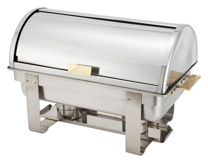 Winco C-5080 8 Qt. Stainless Steel Dallas Roll Top Cover Chafer, Heavyweight