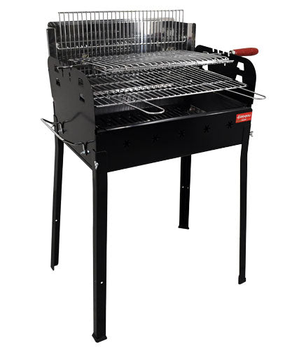 Omcan 47314 Painted Steel Charcoal BBQ Grill with Stainless Steel Double Grid and Central Rod for Vertical Cooking