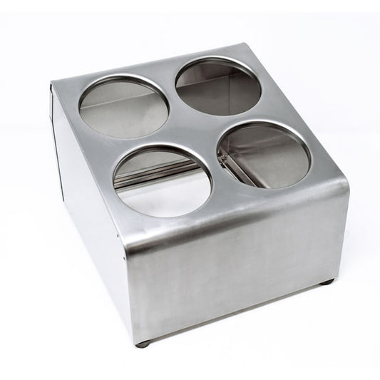 Omcan 80816 Stainless Steel Flatware Cylinder - 4 holes / 2 tier holder