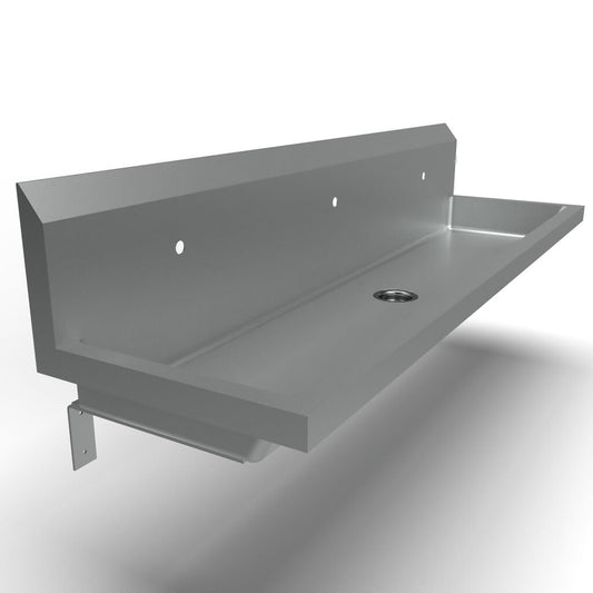 BK Resources MSHSA-72W1 72" 3-Station Stainless Steel Wall-Mount Handwash Sink, Single Hole Splash Mount