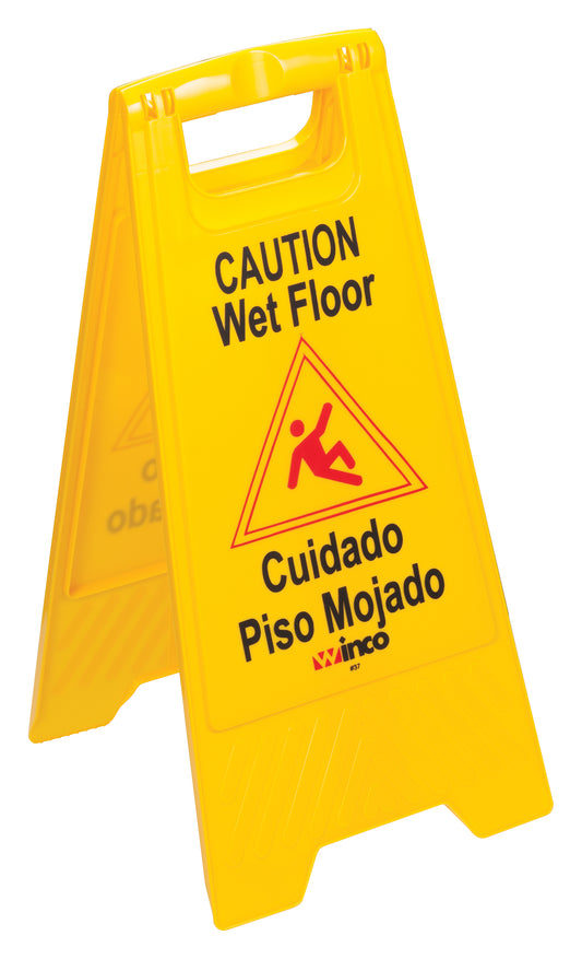 Winco WCS-25 Yellow Wet Floor Caution Sign, Fold-out