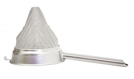 Omcan 80125 8-inch Stainless Steel Extra Fine Mesh Bouillon Strainer with Hollow Handle