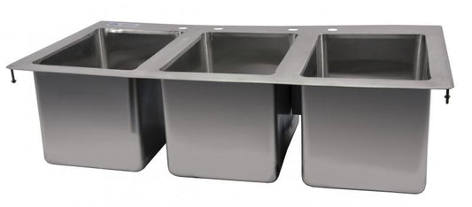 Omcan 39783 10" x 14" x 10" Triple Stainless Steel Drop in Sink with Flat Top