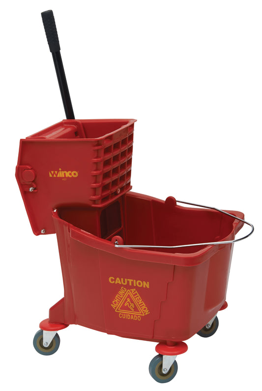 Winco MPB-36R 36 Qt. Red Mop Bucket w/ Wringer