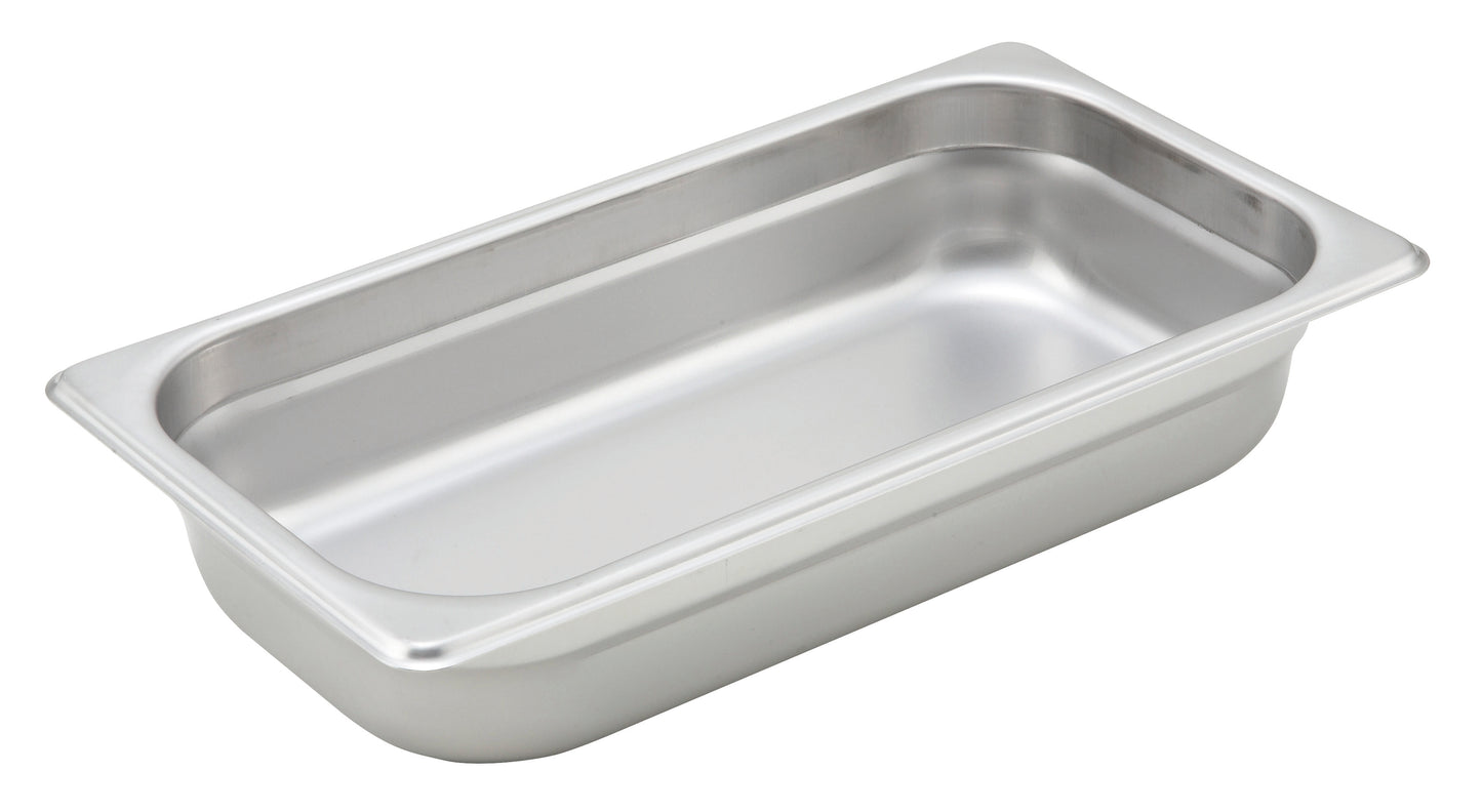 Winco SPJH-302 1/3 Size Stainless Steel Anti-jam Steam Pan, 2-1/2"" Deep