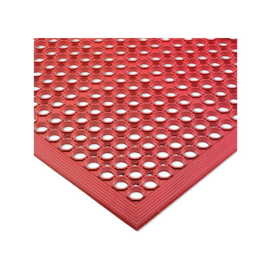 San Jamar KM1200B 3' x 5' x 1/2" Red Rubber EZ-Mats Light Duty - Bevelled - Bagged