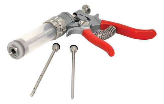 Omcan 10080 Marinade Injector with 50 mL Clear Polycarbonate Barrel and Dial Settings with 2 Needles
