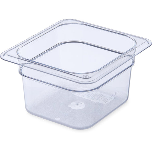 Carlisle 3068407 1/6 Size Clear Polycarbonate StorPlus Food Pan, 4" Deep