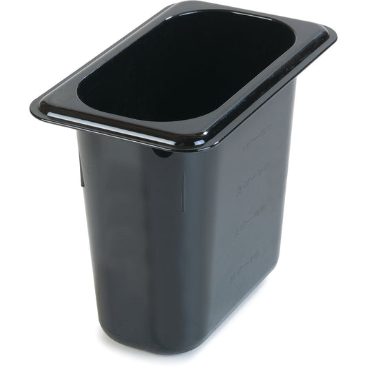 Carlisle 3088803 1/9 Size Black High Heat Plastic StorPlus Food Pan, 6" Deep