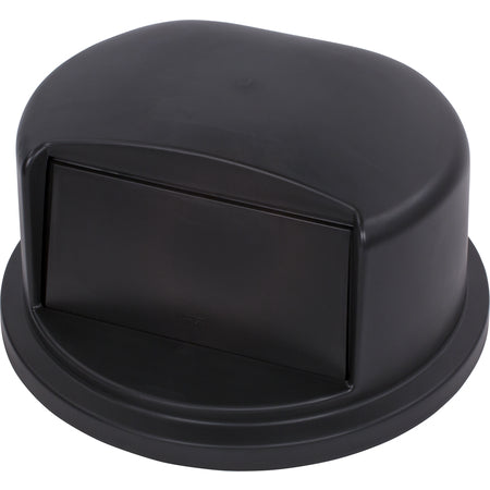 Carlisle 34103403 32 Gallon Black Round Polyethylene Bronco Waste Bin Trash Container Dome Lid With Hinged Door