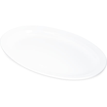 Carlisle KL12602 13.5" x 9.75" White Oval Kingline Melamine Platter Tray