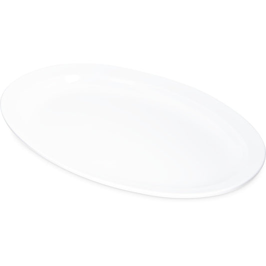 Carlisle KL12602 13.5" x 9.75" White Oval Kingline Melamine Platter Tray
