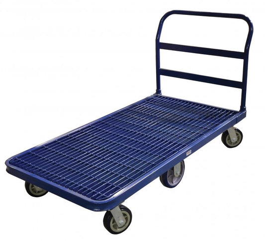Omcan 24035 Heavy-Duty Blue Platform Cart with Grilled Deck
