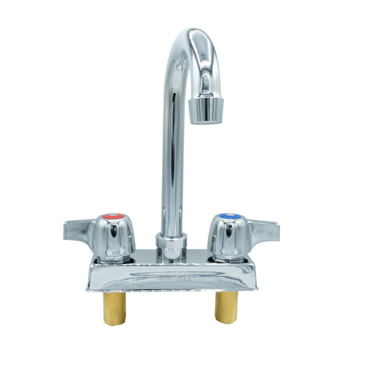 BK Resources BKD-3G-G Chrome-Plated Brass Workforce Standard Duty Faucet, 3.5"Gooseneck Spout, 4" O.C. Deck Mount
