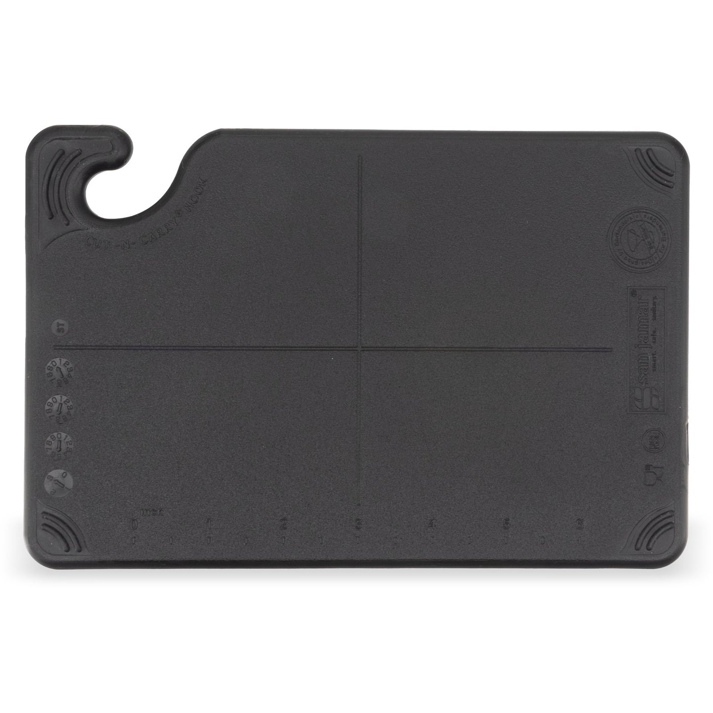 San Jamar CBG6938BK 6" x 9" x 0.375" Black Saf-T-Grip Cutting Board
