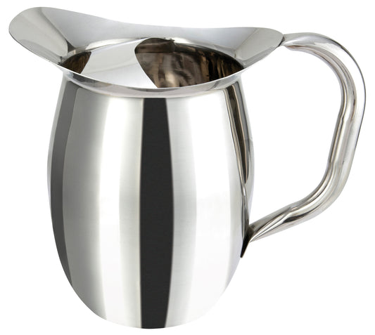 Winco WPB-2C 2 Qt. Stainless Steel Bell Pitcher w/ Ice Catcher