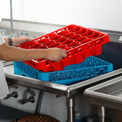 Carlisle REW30LC05 Red 30 Compartment Polypropylene OptiClean NeWave Color-Coded Long Glass Rack Extender