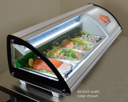 Omcan 43225 2cu.ft. / 62L 58" Curved Glass Refrigerated Sushi Showcase