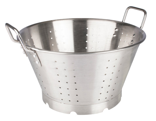 Winco SLO-16 16 Qt. 16" Stainless Steel Heavy Duty Bowl Colander w/ Handles & Base