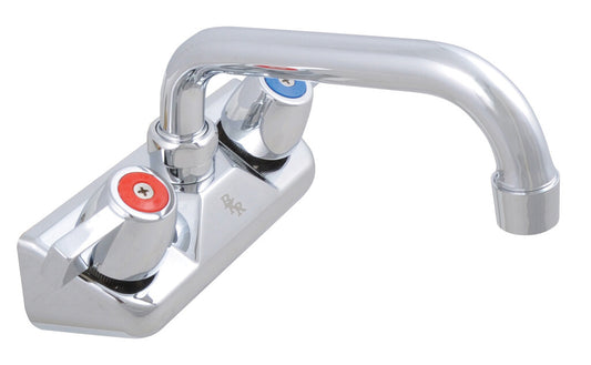 BK Resources BKF-W-12-G 4" Chrome-Plated Brass O.C. Workforce Splash Mount Faucet W/12" Swing Spout