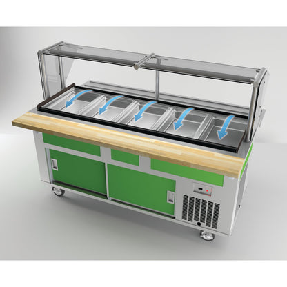 Dinex DXP4CB 60" x 28" x 36" 4-Well Stainless Steel DineXpress Cool Breeze Cold Food Counter
