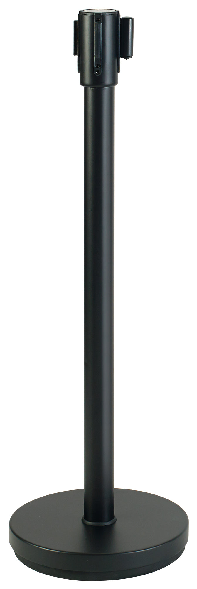 Winco CGS-38K 34" Black Stanchion Post, 6-1/2' Retractable Belt
