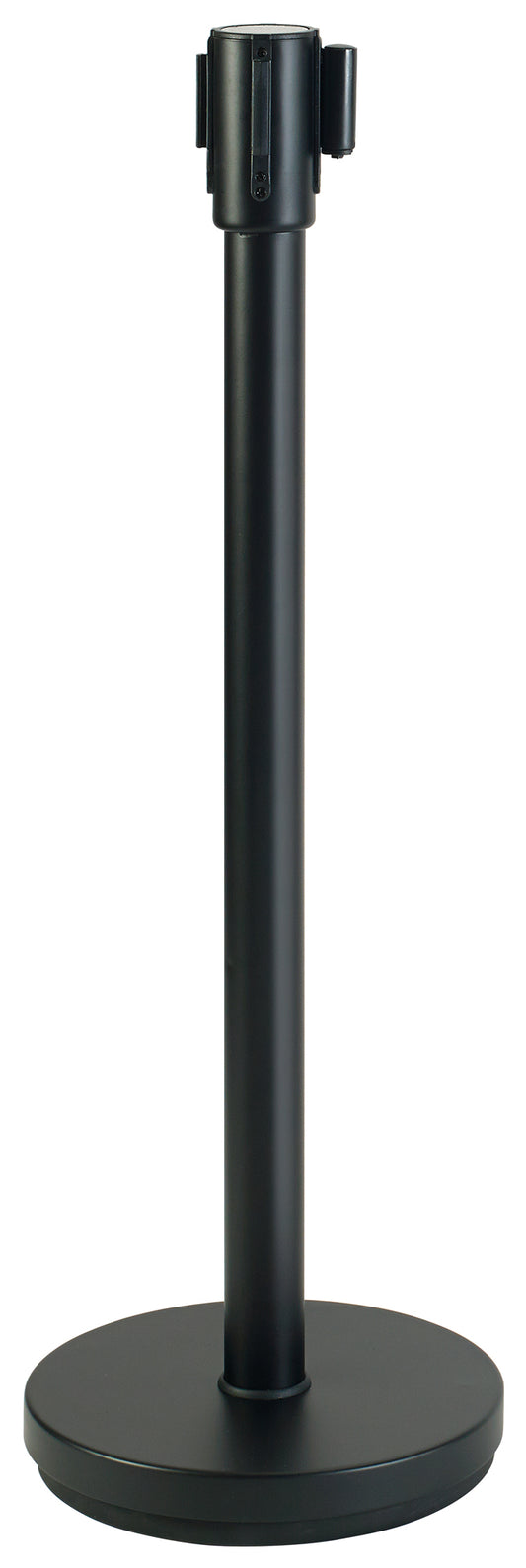 Winco CGS-38K 34" Black Stanchion Post, 6-1/2' Retractable Belt
