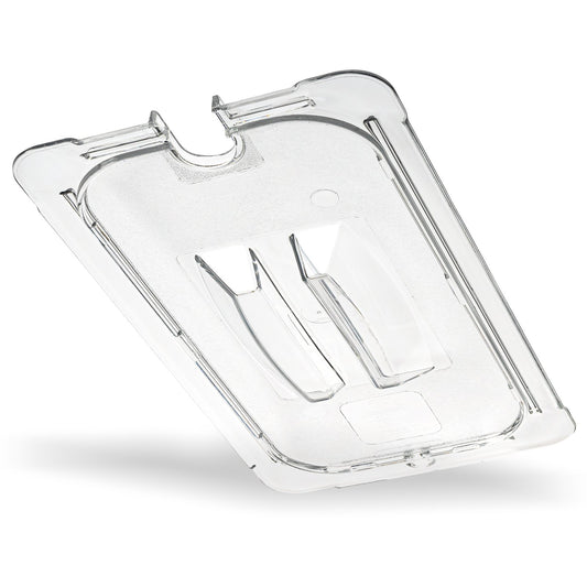 Carlisle 10271U07 1/3 Size Clear Polycarbonate StorPlus Notched Handled Universal Lid