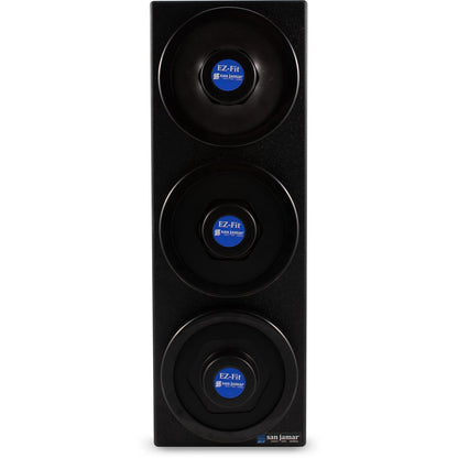 San Jamar C2903BK Black 3-Slot EZ-Fit Vertical Countertop Cup Dispenser Cabinet with Black Trim Ring