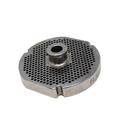 Omcan 11156 #32 Three Notches/Two Flat Sides Stainless Steel Machine Plate with Hub, 3 mm (3/32")