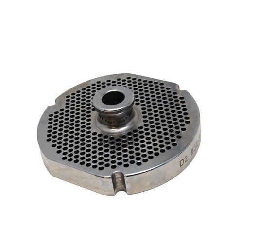 Omcan 11156 #32 Three Notches/Two Flat Sides Stainless Steel Machine Plate with Hub, 3 mm (3/32")