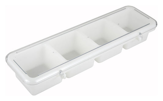 Winco BC-4P White 4-Compartment Plastic Condiment Holder