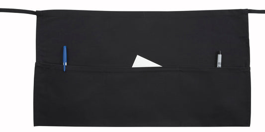 Winco WA-1221 Black 3-Pocket Waist Apron