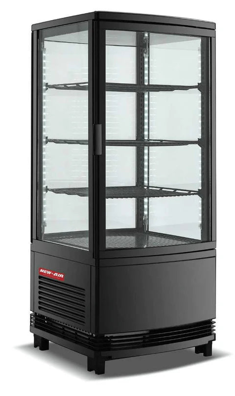 New Air NCD-19-SV 78L 19" Black 2-Door Flat Countertop Refrigerated Display Case