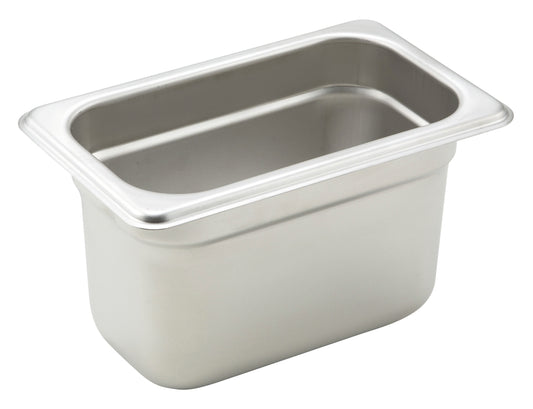 Winco SPJH-904 1/9 Size Stainless Steel Anti-jam Steam Pan, 4" Deep