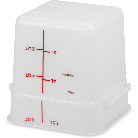 Carlisle 11963PE02 8 Qt White Square Polyethylene Food Storage Container