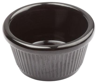 Winco RFM-2K 2 oz. Black Fluted Ramekins
