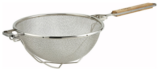 Winco MST-10RB 10-1/2" Nickel-Plated Reinforced Double Mesh, Flat Handle