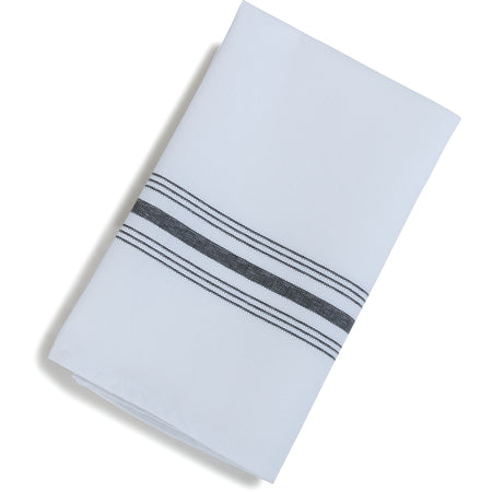 Snap Drape 53771822NH014 18" x 22" Black 50% Spun Polyester/50% Filament Bistro Striped Napkin