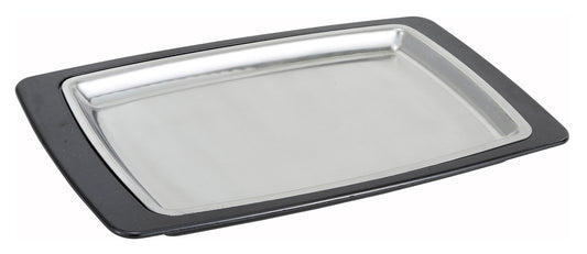 Winco SIZ-11BST 11" x 7" Stainless Steel Sizzle Platter Set