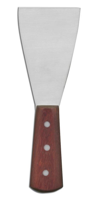Omcan 14144 4.75" x 3" Stainless Steel Pan Scraper with Wooden Handle