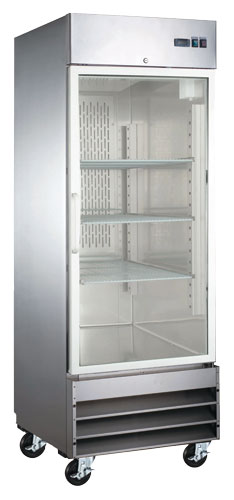 Omcan 51024 29-inch Stainless Steel Refrigerator with 1 Glass Door