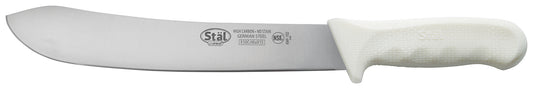 Winco KWP-102 10" White Polypropylene Handle Butcher Knife