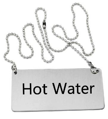 Omcan 80135 Stainless Steel Beverage "Hot Water" Chain Sign