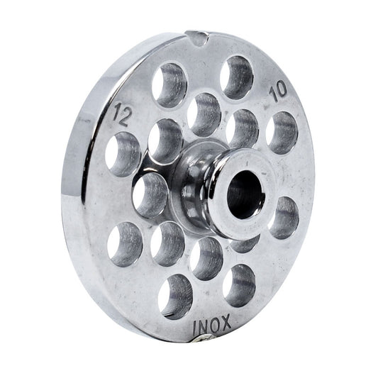 Omcan 11196 #12 One Notch/Round European Style Stainless Steel Plate with Hub, 10mm (3/8")