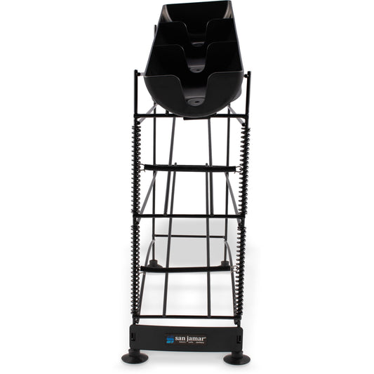 San Jamar C8503WF Black 3-Tier Wireworks Cup and Lid Dispenser Organizer